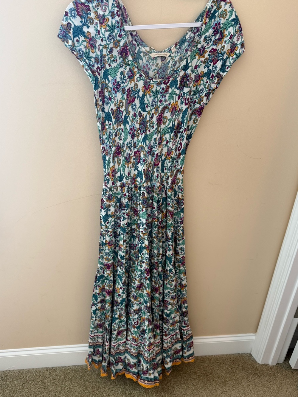 Soft Surroundings Kara Tiered
Floral Midi Dress Prairie Cottage Flowy Boho M